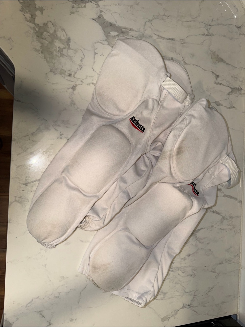 Youth White Football Pants (TWO PAIR) - Thigh/Knee Pads - Protective Leg Pads